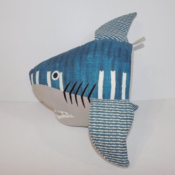 Plush Blue Gray Great White Shark Wall Hanging Decor Taxidermy 13" x 12" x 9" - Picture 6 of 8